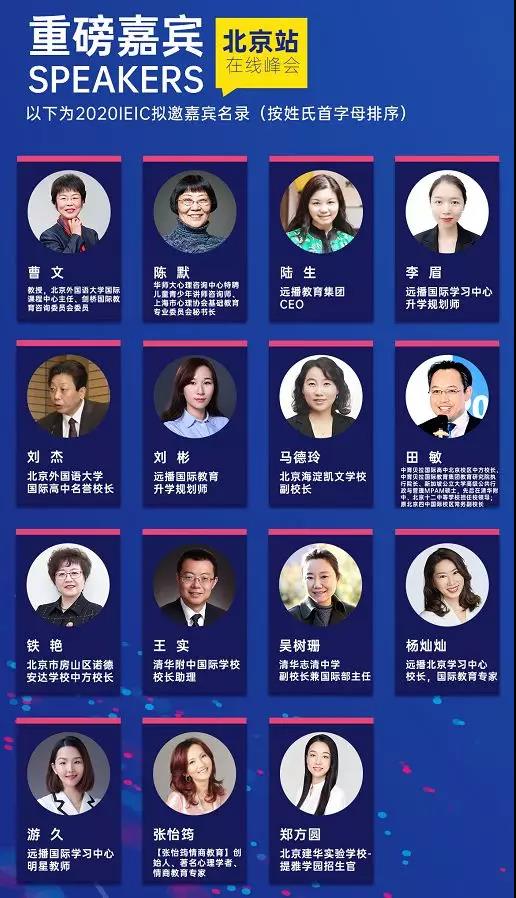 IEIC线上峰会北京站嘉宾列表