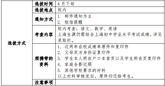 包玉刚实验高中国际课程班选拔方式