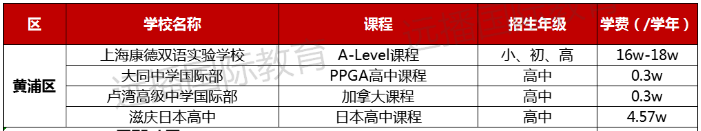 黄浦区国际化学校学费