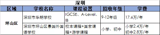 2021深圳坪山区国际化学校学费