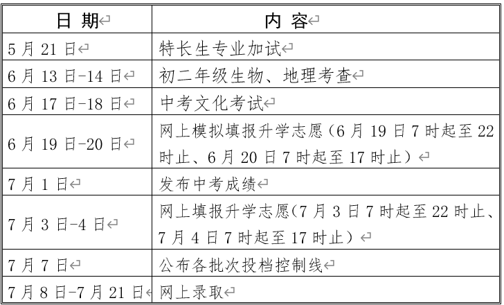 相关日程安排