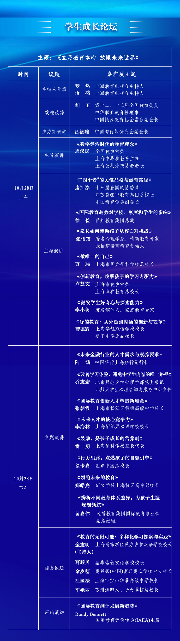 学生成长论坛议程
