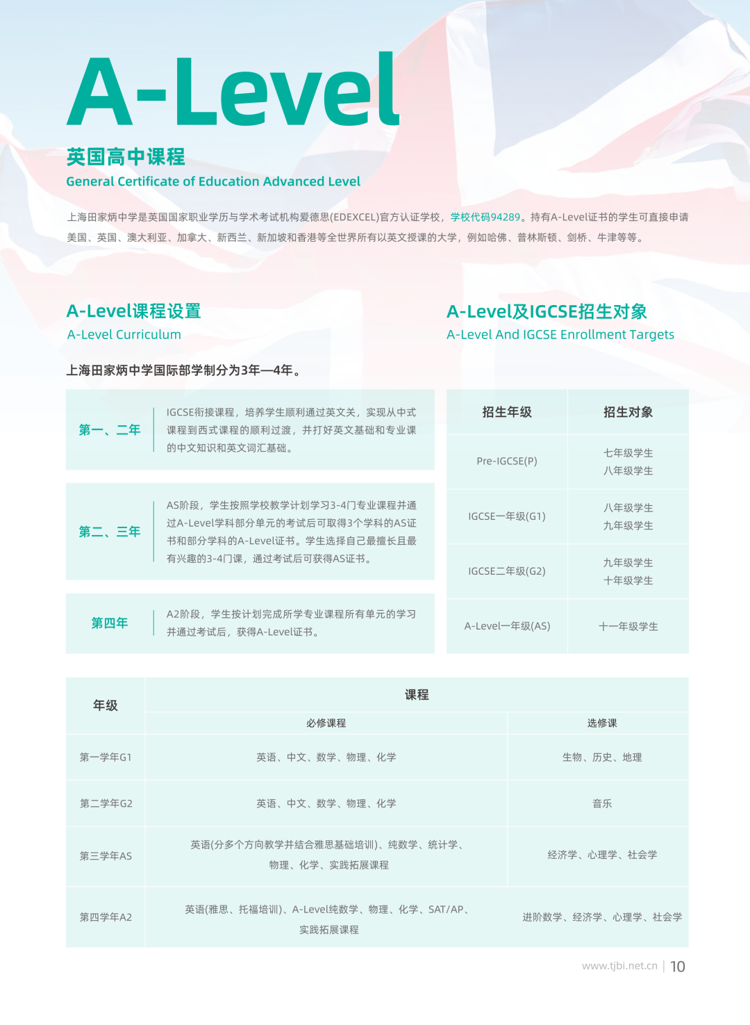 上海田家炳中学国际部Alevel课程招生