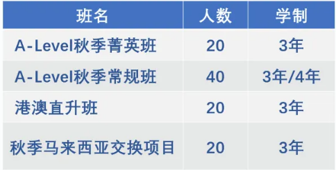 招生班型及计划