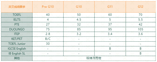 英文成绩要求